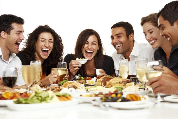 Persoane zâmbitoare la masă